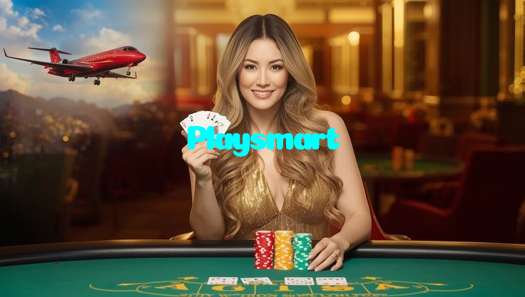 Playsmart casino presented on mobile device in Pakistan with slots and live games